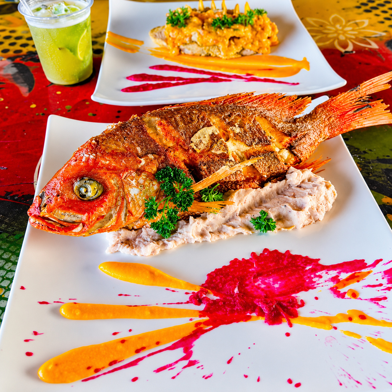 Fresh seafood served at a restaurant